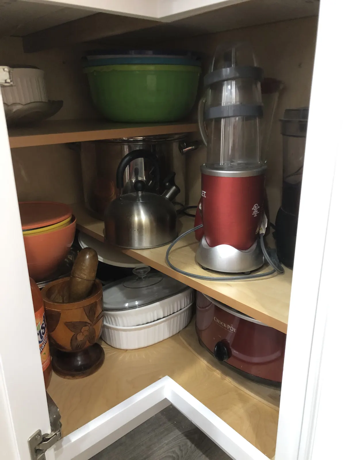 Custom corner cabinet storage solution