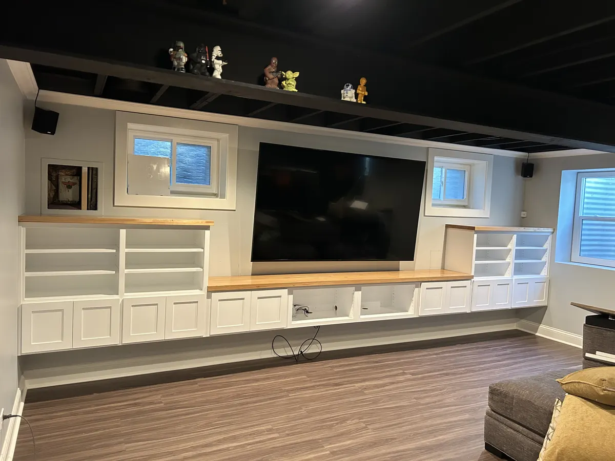 White custom entertainment center built-in