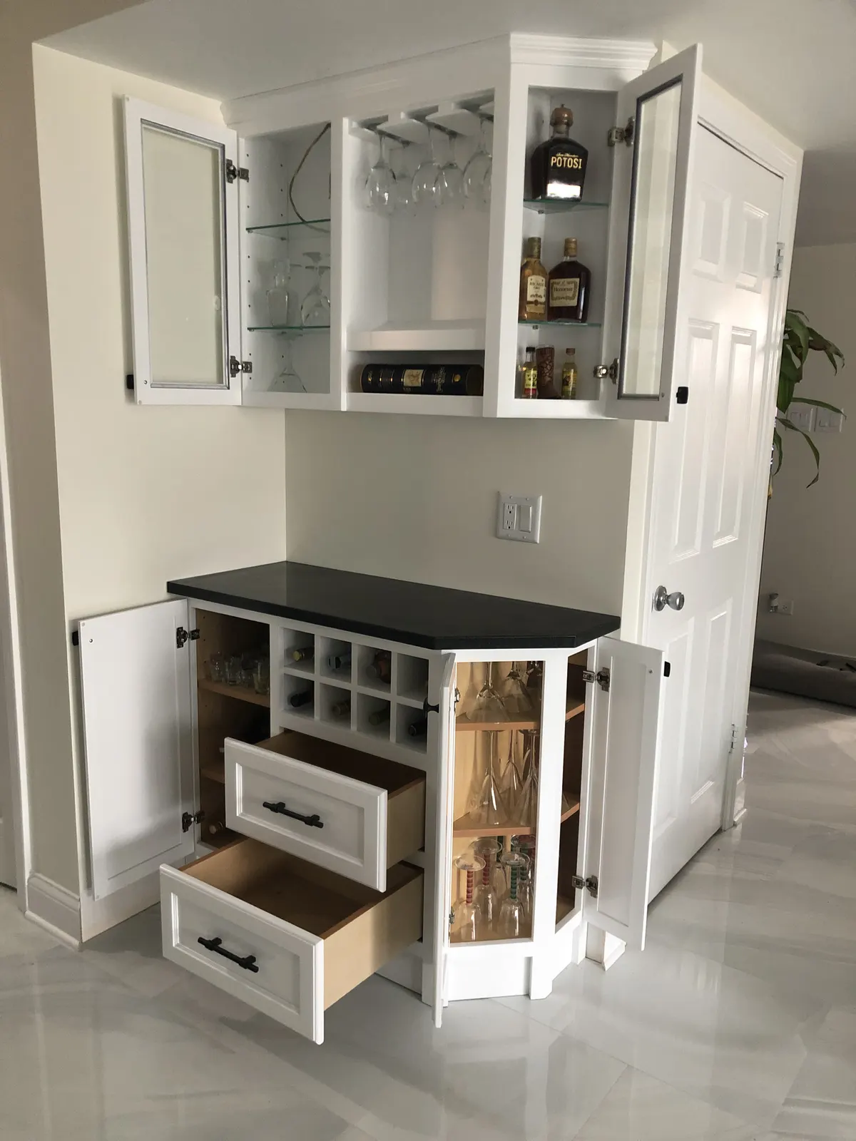 Custom mini bar with built-in storage