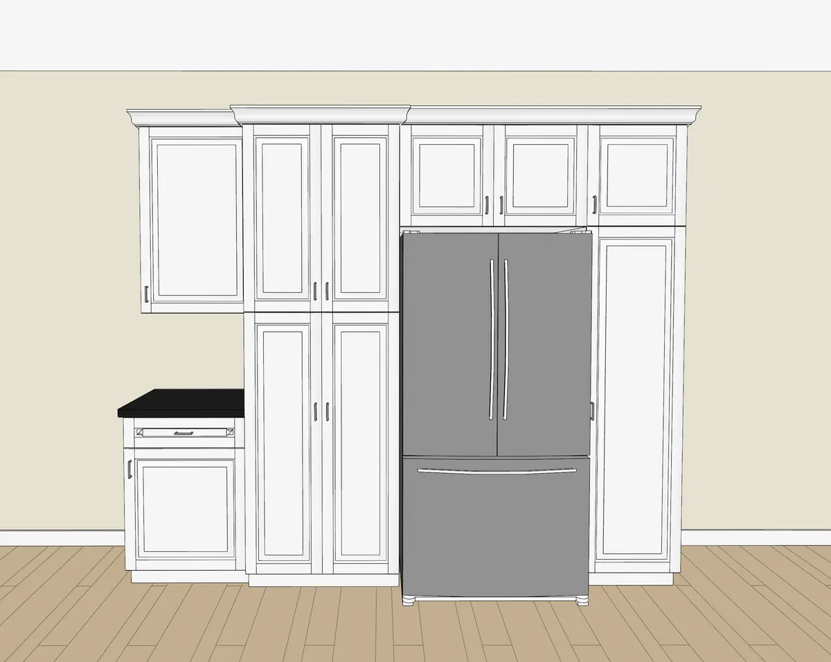 Rendering of a kitchen cabinetry extension